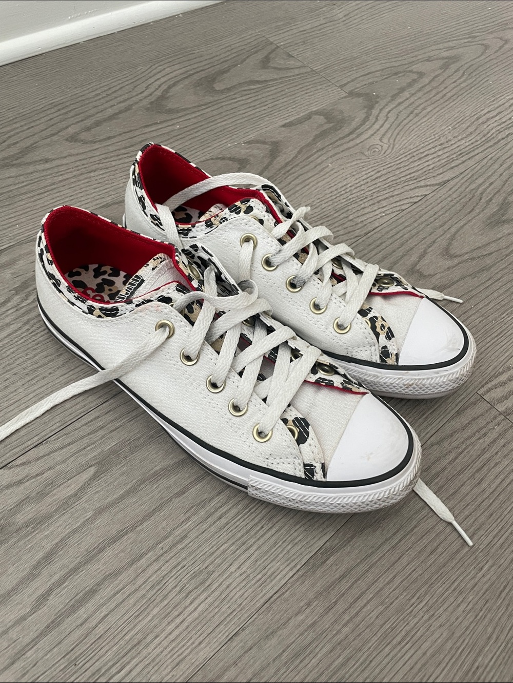 Low-Top Converse with Leopard Trim